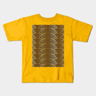 Gold Tiger Waves - Black Yellow Brown Abstract Kids T-Shirt